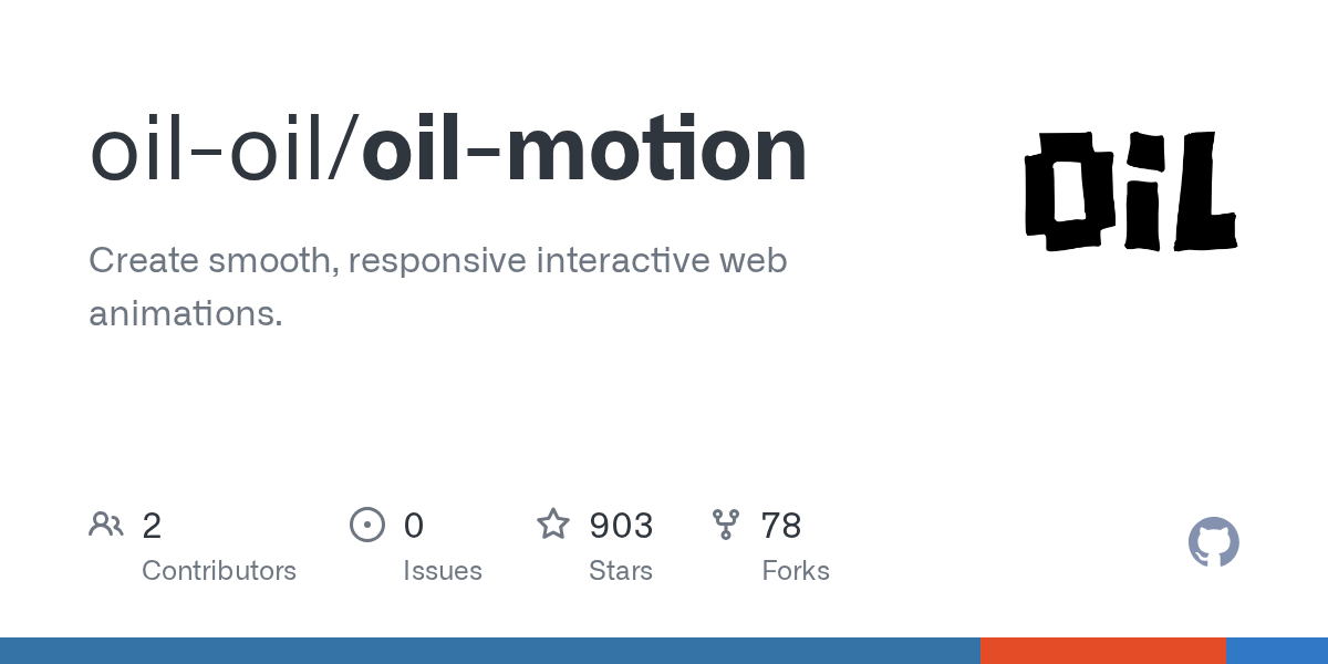 GitHub карточка репозитория Oil Motion