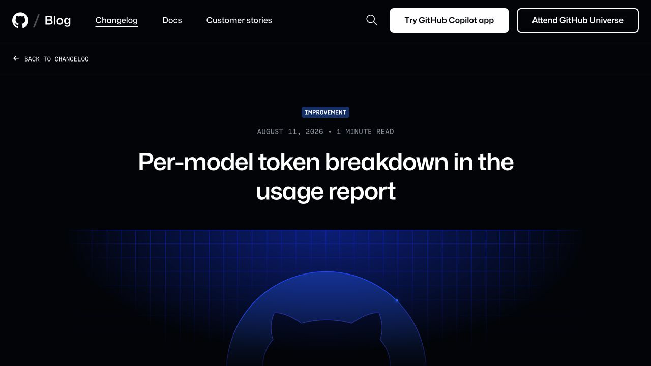 Разбивка токенов по моделям в GitHub