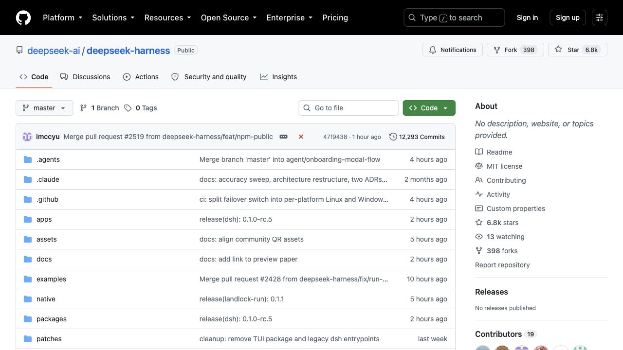GitHub репозиторий DeepSeek Harness