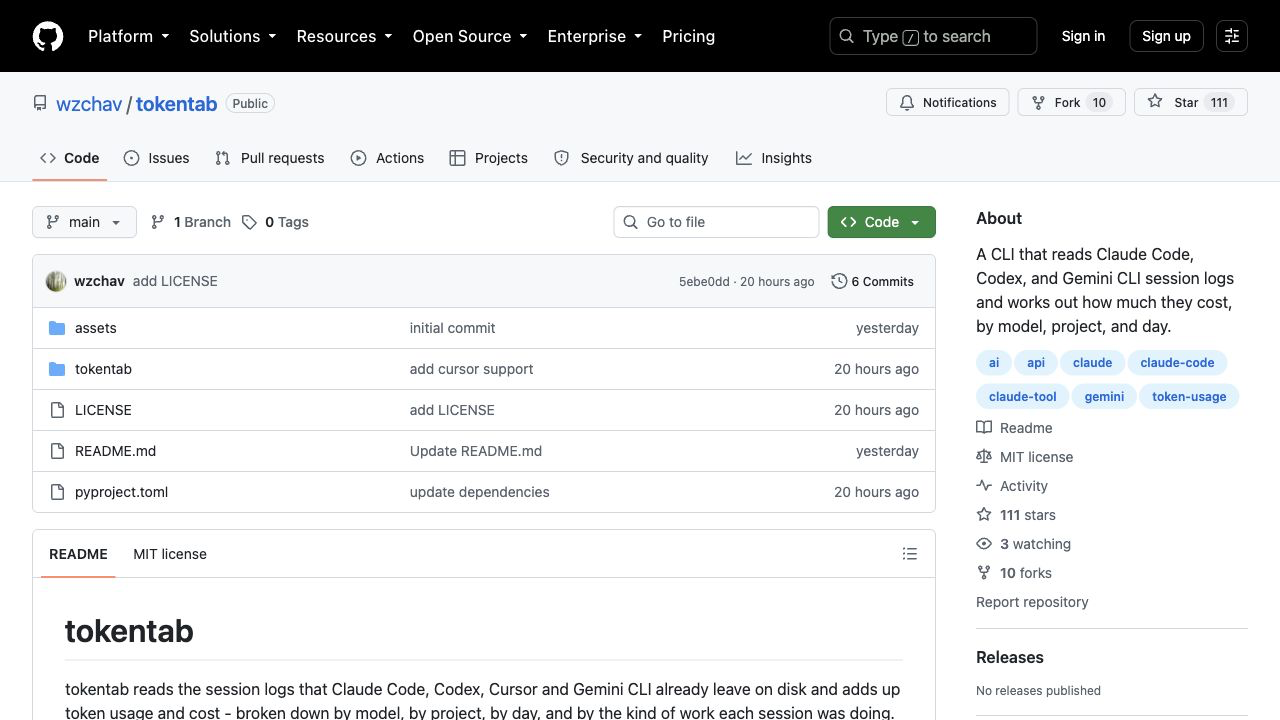 GitHub репозиторий tokentab